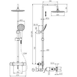 Cool Touch Thermostatic Round Bar Mixer Shower Adjustable & Fixed Head Chrome