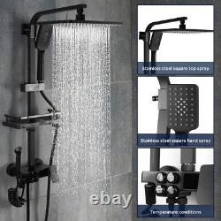 Digital Bathroom Thermostatic Exposed Shower Mixer Twin Head Square Bar Set