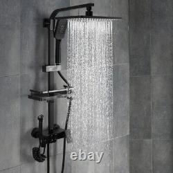 Digital Bathroom Thermostatic Exposed Shower Mixer Twin Head Square Bar Set