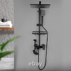 Digital Bathroom Thermostatic Exposed Shower Mixer Twin Head Square Bar Set