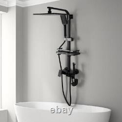 Digital Bathroom Thermostatic Exposed Shower Mixer Twin Head Square Bar Set