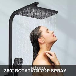 Digital Bathroom Thermostatic Mixer Shower Set Square Twin Head Exposed Valve