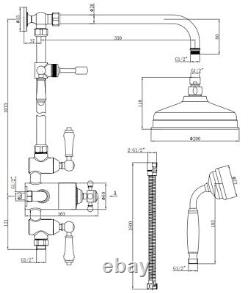 Edwardian Dual Traditional Thermostatic Shower Mixer + Rigid Riser + Diverter