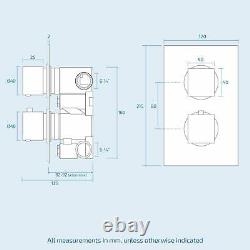 Faye Bathroom 2 Dial 2 Outlet Concealed Thermostatic Shower Mixer Valve Square