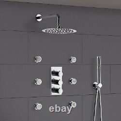 Flora Slim Round Concealed Thermostatic Shower Mixer Body Jets Pencil Handheld