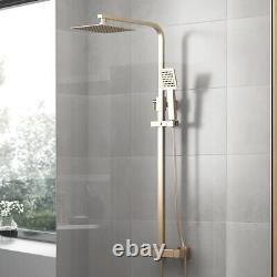 Frode Brushed Gold Thermostatic Shower Mixer Set Square Twin Head Exposed Valve