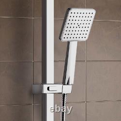 Geni 3 Way Square Exposed Bathroom Thermostatic Shower Mixer Twin Head Valve Set