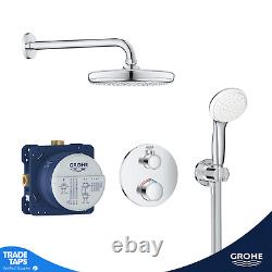 Grohe Grohtherm Concealed Thermostatic Mixer Shower Set Chrome Overhead 34727000