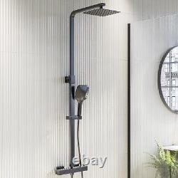 Gunmetal Grey Thermostatic Mixer Shower Set with Square Overhead & Hand ZGMEXPSH