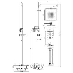 Gunmetal Grey Thermostatic Mixer Shower Set with Square Overhead & Hand ZGMEXPSH