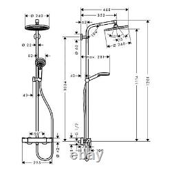 Hansgrohe Chrome Thermostatic Shower Overhead Mixer System Crometta S 27267000