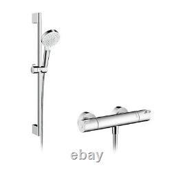 Hansgrohe Crometta Shower System With Ecostat Thermostatic Shower Mixer White/