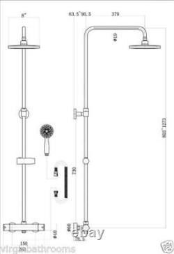 Helen Modern Square Thermostatic Twin Head Dual Control Riser Shower Mixer Tap