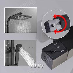 Household Bathtub Bathroom Black Thermostatic Mixer Shower Set Twin Head NEW