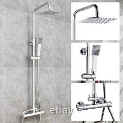 Huibathroom Thermostatic Shower Mixer Set for Bathroom Square Chrome Designer