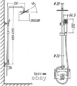 Huibathroom Thermostatic Shower Mixer Set for Bathroom Square Chrome Designer R