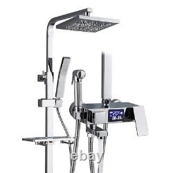 LED Digital Shower Set Chrome Bathroom Faucets Thermostatic Shower Mixer System