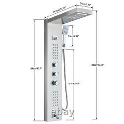 LED Shower Panel Column Tower Stainless Steel Black Waterfall Body Jet Mixer Tap