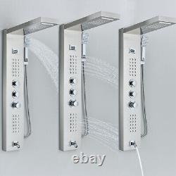 LED Shower Panel Column Tower Stainless Steel Black Waterfall Body Jet Mixer Tap