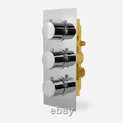 Lilly Round 3 Dial 2 Way Chrome Concealed Thermostatic Shower Mixer Valve Set
