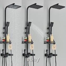 Luxury Thermostatic Bathroom Shower Set Mixer Tap Rain Bathtub Spray Black 4 Way