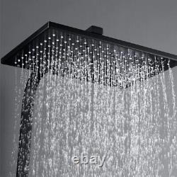 Luxury Thermostatic Bathroom Shower Set Mixer Tap Rain Bathtub Spray Black 4 Way