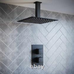 Matt Black Modern Square Bathroom Taps, Thermostatic Showers Mixer & Accessories