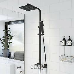 Matt Black Square Waterfall Bathroom Basin Bath Taps Thermostatic Shower Mixers