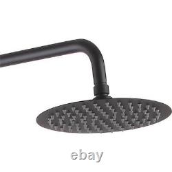 Matte Black Bathroom Thermostatic Mixer Shower Set Round Twin Head Exposed Valve