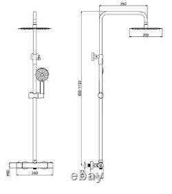 Matte Black Bathroom Thermostatic Mixer Shower Set Round Twin Head Exposed Valve