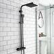 Matte Black Square Thermostatic Shower Mixer Kit Twin Head Exposed Valve