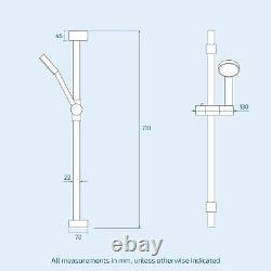 Matte Black Voilet 2 Dial Thermostatic Mixer Outlet Square Shower Rail & Handset