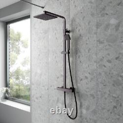 Merano Arvan Square Dual Head Thermostatic Bar Mixer Shower Brushed Pewter