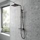 Merano Arvan Square Dual Head Thermostatic Bar Mixer Shower Brushed Pewter