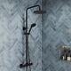 Merano Thermostatic Round Bar Mixer Shower With Adjustable & Fixed Head Black