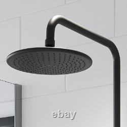 Merano Thermostatic Round Bar Mixer Shower with Adjustable & Fixed Head Black