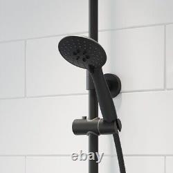 Merano Thermostatic Round Bar Mixer Shower with Adjustable & Fixed Head Black