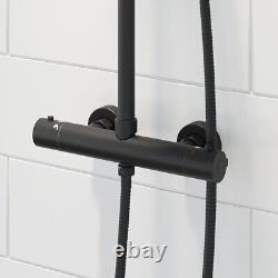 Merano Thermostatic Round Bar Mixer Shower with Adjustable & Fixed Head Black