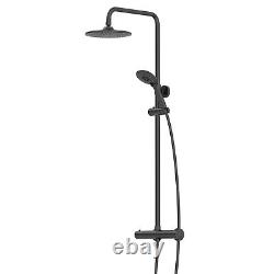 Merano Thermostatic Round Bar Mixer Shower with Adjustable & Fixed Head Black