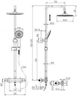 Merano Thermostatic Round Bar Mixer Shower with Adjustable & Fixed Head Black