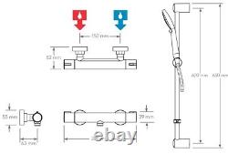 Mira Thermostatic Bar Mixer Shower Chrome Cool Touch + Riser Rail + Fast Fit Kit