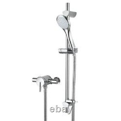 Mixer Shower Set Round Head Chrome Bathroom Thermostatic Single-Spray Rear Fed