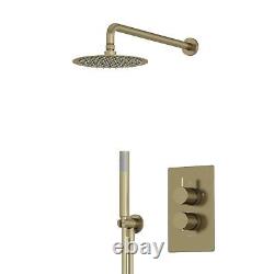 Modern Bathroom Mixer Shower Thermostatic Concealed Round Rainfall Head Brass