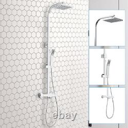 Modern Bathroom Thermostatic Mixer Shower Set Square Head Chrome Exposed Valve