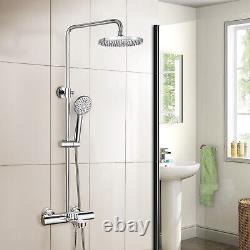 Modern Chrome Thermostatic Bath Shower Mixer with Riser Rail Kit Bath Filler