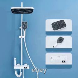 Modern Piano Thermostatic Exposed Shower Mixer Head Bar Set Bathroom Square