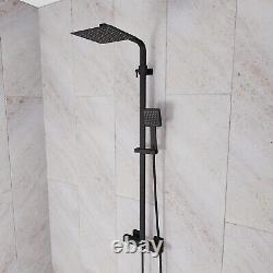 Modern Square Matte Black Exposed Thermostatic Mixer Shower Set + Easy Fitting
