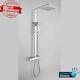 Modern Square Thermostatic Rigid Riser Shower Mixer Dual Bar Valve Cool Touch
