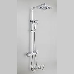 Modern Square Thermostatic Rigid Riser Shower Mixer Dual Bar Valve Cool Touch