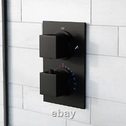 Nes Home 2 Dial 2 Way Concealed Thermostatic Shower Mixer set Kit Black Chrome